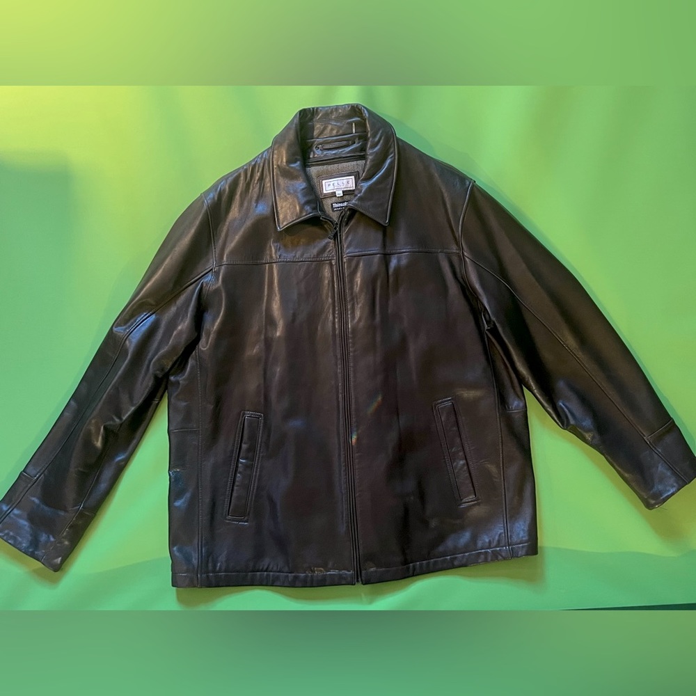 Pelle 3/4 Leather Coat (Brown, 3XL, Great Condition)